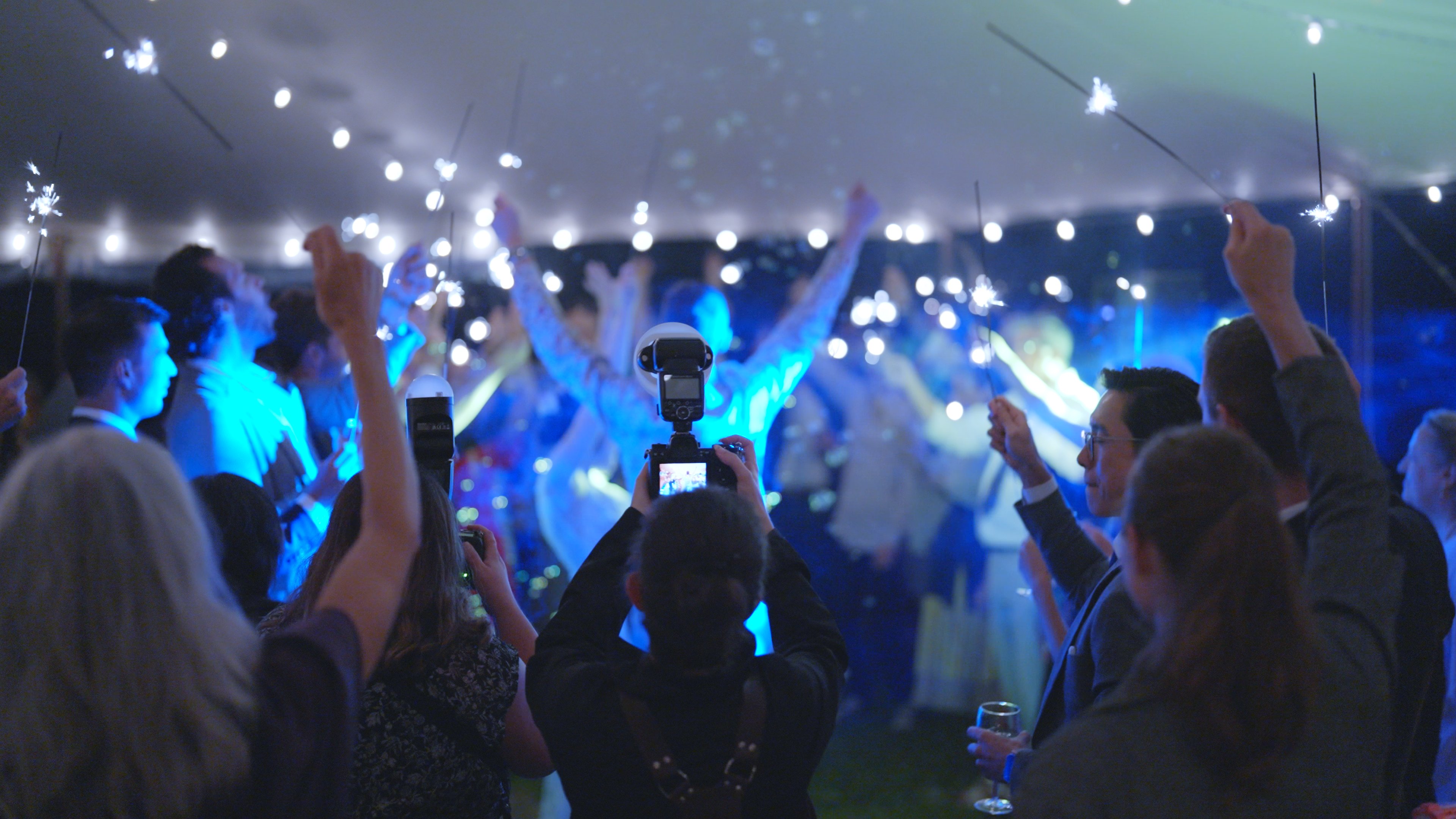Wedding celebration with sparklers